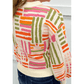 Janan Love Lines Pattern Crew Neck Puff Sleeve Sweater