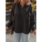 Pheb Carbon Grey Waffle Knit Patchwork Half Zipped Casual Sweatshirt