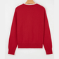 Darla Red Contrast Trim Big Bow Accent Holiday Cropped Sweater