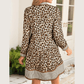 Louann Brown Leopard Print Striped Patchwork 3/4 Sleeve Loose Mini Dress