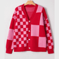 Jalessa Fiery Red Mixed Plaid Relaxed Sweater Cardigan