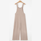 Jaz Parchment Ribbed Knit Patched Pocket Wide Leg Overalls
