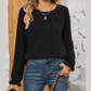 Karter Pleated Round Neck Long Sleeve Top