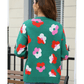 Jacqulin Green Floral Pattern Long Sleeve Sweater