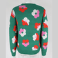 Jacqulin Green Floral Pattern Long Sleeve Sweater