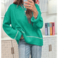 Lenette Green Contrast Detail Drop Shoulder Baggy Sweater