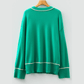 Lenette Green Contrast Detail Drop Shoulder Baggy Sweater