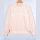 Light Pink Oversized Blessed Embroidered Mock Neck Sweatshirt