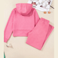 Chantelle Pink Solid Color Zip Up Hoodie Drawstring Loose Pants Set