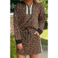 Tiff Khaki Leopard Print Quarter Zip Long Sleeve Top Mini Skirt Set