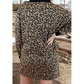 Tiff Khaki Leopard Print Quarter Zip Long Sleeve Top Mini Skirt Set