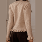 Sibelle Ruffle Trim Gold Button Sweater Cardigan