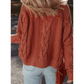 Caylee Redwood Burl Chunky Fit Slouchy Textured Knit Sweater