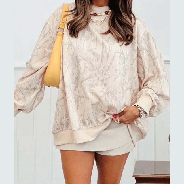 Peydon Khaki Camo Mock Neck Baggy Sweatshirt