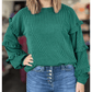 Destiny Evergreen Twisted Ribbed Tiered Ruffles Long Sleeve Pullover Top