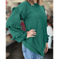 Destiny Evergreen Twisted Ribbed Tiered Ruffles Long Sleeve Pullover Top