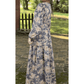 Nixie Floral Print Smocked High Waist Long Sleeve Maxi Dress