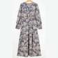 Nixie Floral Print Smocked High Waist Long Sleeve Maxi Dress