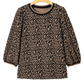 Elizabeth Black Leopard Print Puffy Bracelet Sleeve Contrast Trim Round Neck Top