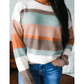 Fergie Striped Color Block Knit Drop Shoulder Sweater