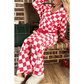Chantilly Red Checkered Print Half Zip Hoodie Loose Pant Set