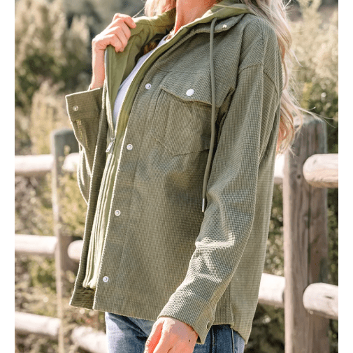 Rosetta Laurel Green 2 in 1 Thermal Knit Textured Hooded Jacket