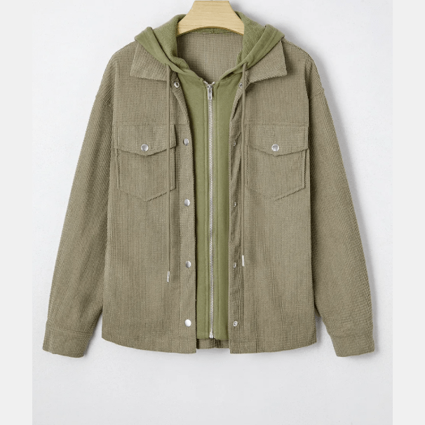 Rosetta Laurel Green 2 in 1 Thermal Knit Textured Hooded Jacket