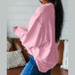 Maureen Pink Horizontal Ribbed Exposed Seam Detail Drop Shoulder Baggy Pullover