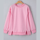 Maureen Pink Horizontal Ribbed Exposed Seam Detail Drop Shoulder Baggy Pullover