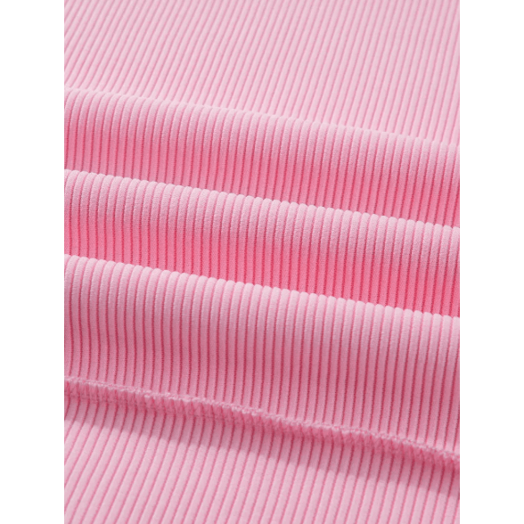 Maureen Pink Horizontal Ribbed Exposed Seam Detail Drop Shoulder Baggy Pullover