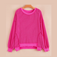 Sammie Pink Twisted Rib Uneven Hem Drop Shoulder Loose Knit Top