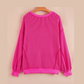 Sammie Pink Twisted Rib Uneven Hem Drop Shoulder Loose Knit Top