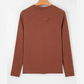 Issa Chestnut Raw Seam Detail Solid Color Long Sleeve Top