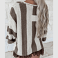 RTS Korban Brown Stripe Colorblock V Neck Bracelet Sleeve Sweater