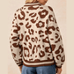 Chanse Light French Beige Leopard Printed Knit V Neck Casual Sweater