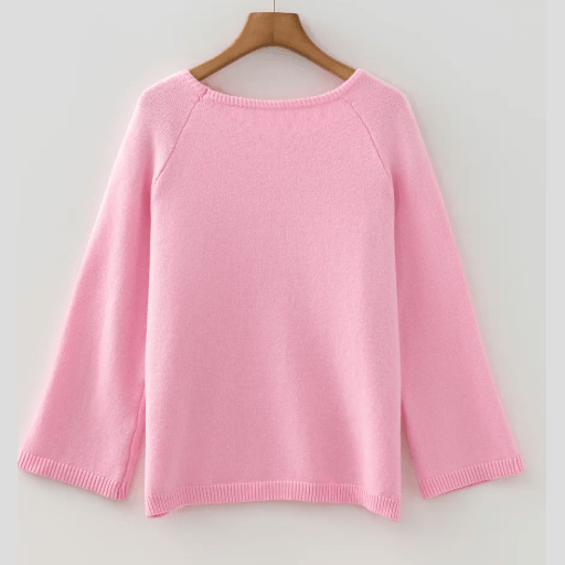 Benita Pink Knit Loose Bracelet Sleeve Dolman Sweater