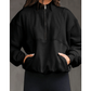 Lexy Black Half Zip Stand Collar Exposed Seam Solid Color Casual Sweatshirt