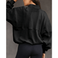 Lexy Black Half Zip Stand Collar Exposed Seam Solid Color Casual Sweatshirt