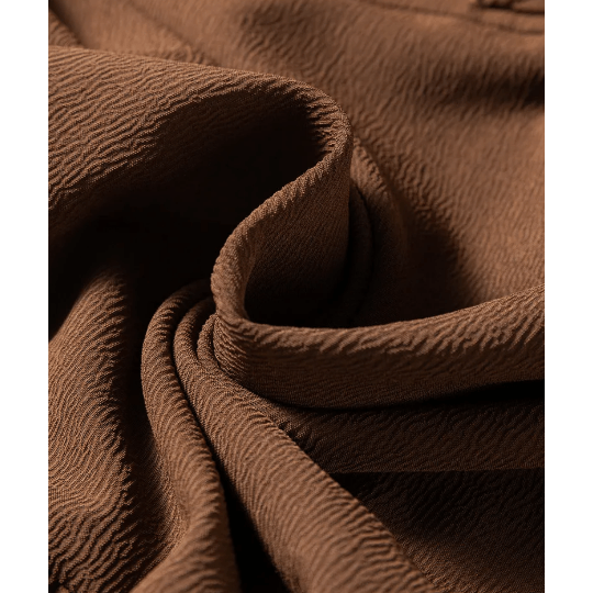 RTS Chestnut Solid Long Sleeve Button V Neck Tiered Maxi Dress