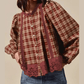 RTS Plaid Eyelet Lace Trim Button Down Loose Long Sleeve Shirt