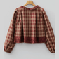 RTS Plaid Eyelet Lace Trim Button Down Loose Long Sleeve Shirt