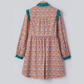 RTS Orange Boho Floral Contrast Collared Shirt Mini Dress