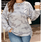 Farah Camouflage Print Round Neck Plus Size Sweatshirt