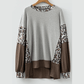 Jeneen Grey Color Block Leopard Patchwork Dolman Sleeve High Low Baggy Sweatshirt