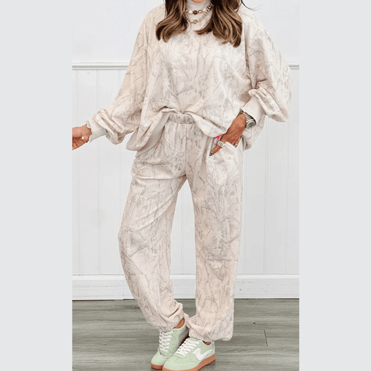 Lillian Khaki Camo Print Jogger Pants Set