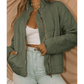 Netty Green Zip-Up Pocket Quilted Jacket