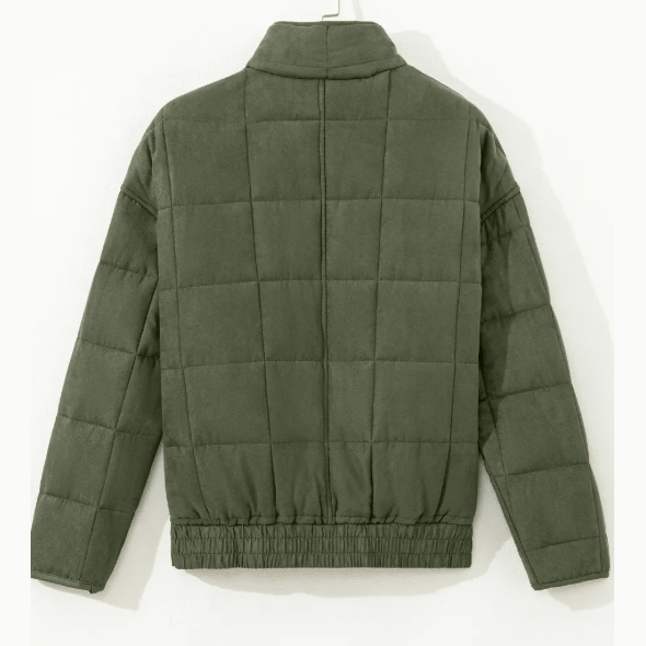 Netty Green Zip-Up Pocket Quilted Jacket