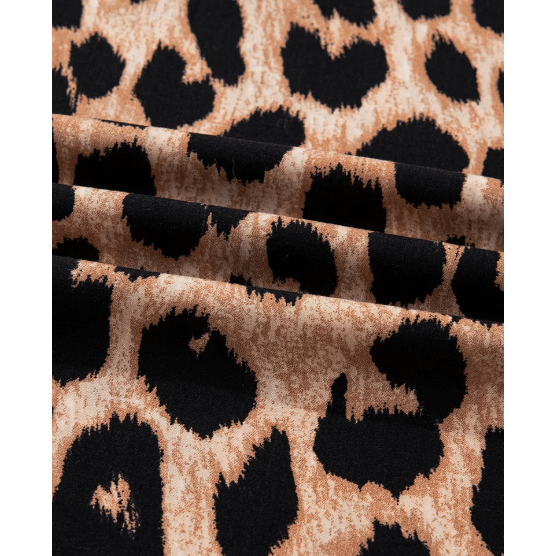 Kacey Brown Leopard Print Smocked Detail Flowy Midi Dress