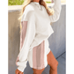Torian White Color Block Patchwork Drop Shoulder Pullover Casual Shorts 2pcs Outfit