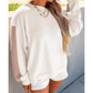 Torian White Color Block Patchwork Drop Shoulder Pullover Casual Shorts 2pcs Outfit